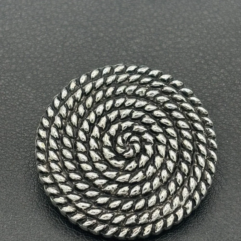 Vintage Western Germany Scarf Clip Women OS Silver Tone Concentric Rope Textured